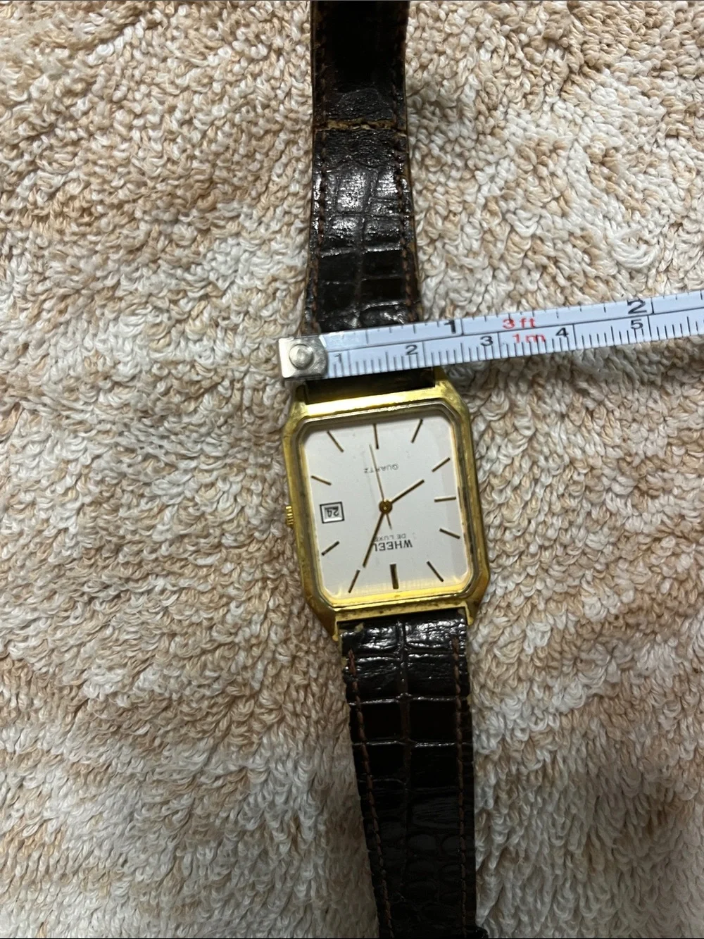 Gold-Tone Men's Quartz Watch with Brown Strap